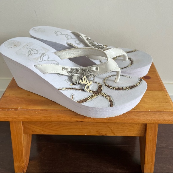 Y2K Guess Platform Wedge Flip Flops with charms - Picture 1 of 5